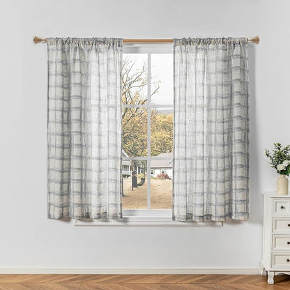 MYSKY HOME Linen Semi Sheer Curtains 63 Inch Length by MYSKYHOME