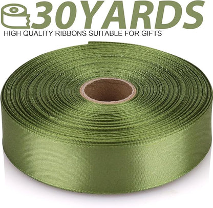 7/8 Inch 30 Yards Olive Green Satin Craft Ribbon-Single Face Polyester Ribbon - Image 2