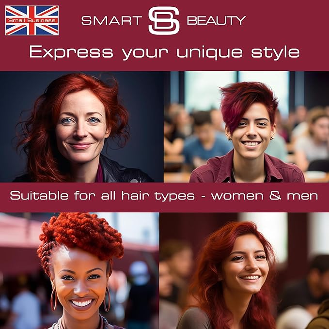 Smart Beauty Dark Red Hair Dye Permanent with Plex Anti-Breakage Technology, Real Red, 5.07 Fl Oz, PPD Free, Vegan, Cruelty Free, Suitable for light to mid-brown hair