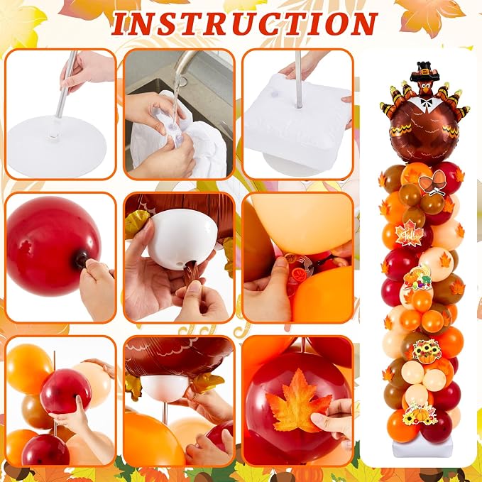 Gejoy 2 Set Thanksgiving Fall Balloon Column Stand Set - Image 4