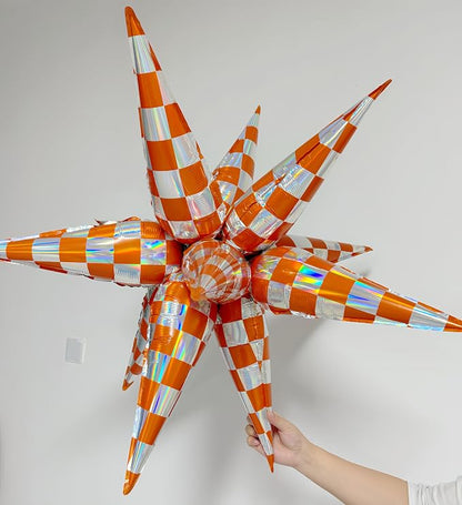 2 * 12Pcs Orange Silver Holographic Explosion Pointed Star Foil - Image 4