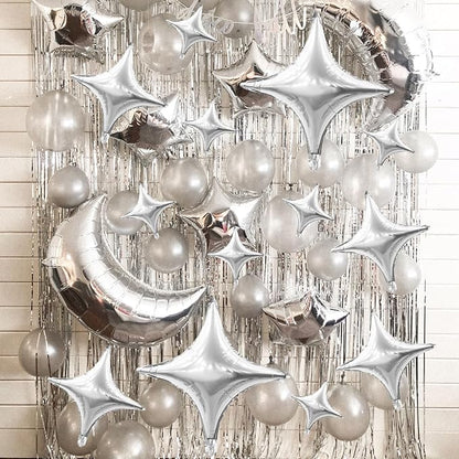 HILAVO 12PCS Silver Star Balloons, 24in 18in 10in Four Angle Star Shaped - Image 5