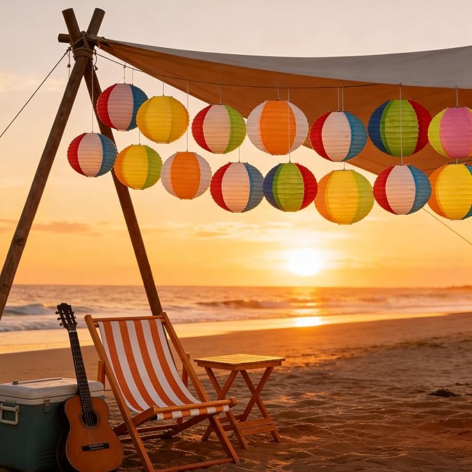 ‎Renbuzhu 37PCS Pool Party Decorations Beach Ball Paper Lanterns Bulk - Image 4