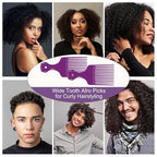 2 Pcs Hair Pick Comb Wide Tooth Lift for Hair Styling Detangling Plastic Afro Comb for Women Men (Purple)