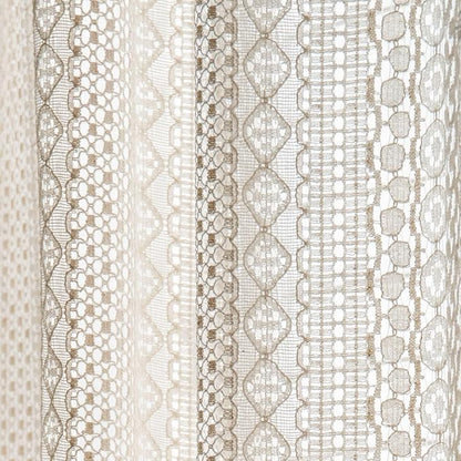 Sutuo Home Beige Boho Curtains Crochet Lace Semi-Sheer Bohemian Hollow Knitted - Image 8