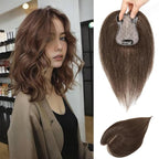 Hair Toppers for Women Real Human Hair, 360°3D Bangs Clip Human Toppers for Women with Thinning hair Realistic Scalp Line (Medium Brown, 3D Side Bangs (11 * 7))