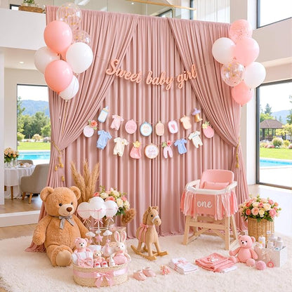 20ftx10ft Wrinkle Free Dusty Pink Backdrop Curtains - Image 3