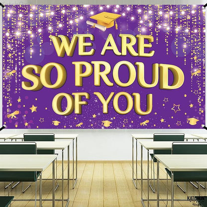 KatchOn We are So Proud of You Banner 72x44 Inch | Graduation Backdrop Purple - Image 8