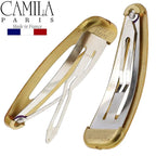 Camila Paris CP3092 French Hair Barrettes Clips, Snap Hair Slides Clic Clac for Women, Styling Girls Side Slide-in Metal Snap Pin Hair Accessories for Women. Strong Hold, No Slip Grip, Made in France