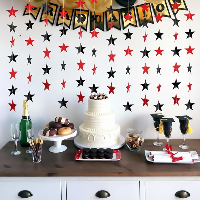 BEISHIDA Glitter Star Garland Banner Decor Black Red Hanging Decorations - Image 6