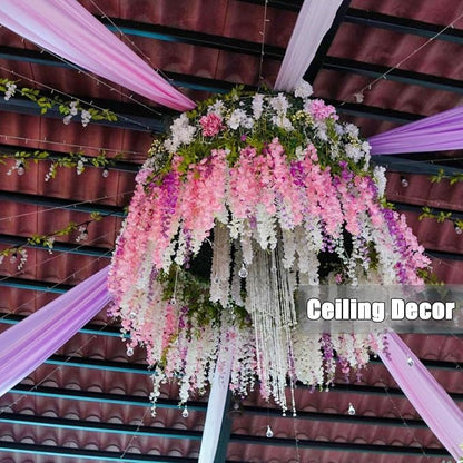 Artificial Wisteria Hanging Flowers Fake Wisteria Flower Garland Silk Vines - Image 7