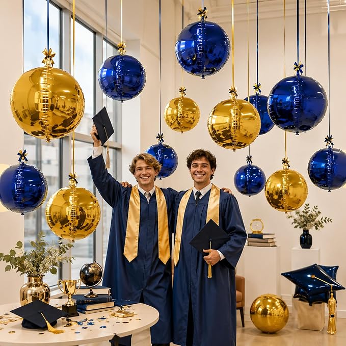 Navy Gold Round Foil Balloons - Image 5