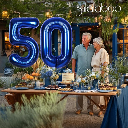 40 Inch Navy Blue Big Number 50 Balloon 0-9 Large Helium | Royal Blue Balloons - Image 3