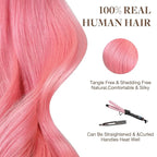 GOO GOO Tape in Hair Extensions Human Hair, Peach Pink, 18inch 25g 10pcs, Colored Tape ins Human Hair Extensions, Silky&Soft Invisible Tape Ins, Hair Highlighted for Party