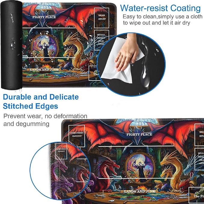 for TCG Playmat with Zones, Non-Slip Rubber Bottom Trading Card Game Mat with - Image 3