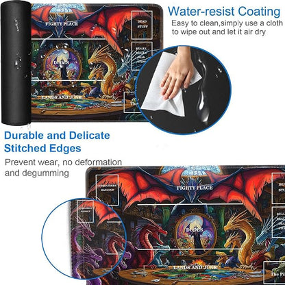 for TCG Playmat with Zones, Non-Slip Rubber Bottom Trading Card Game Mat with - Image 3