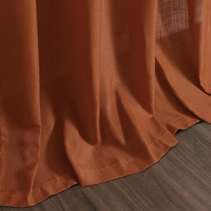 Rust Linen Curtains 108 Inches Long - Image 9