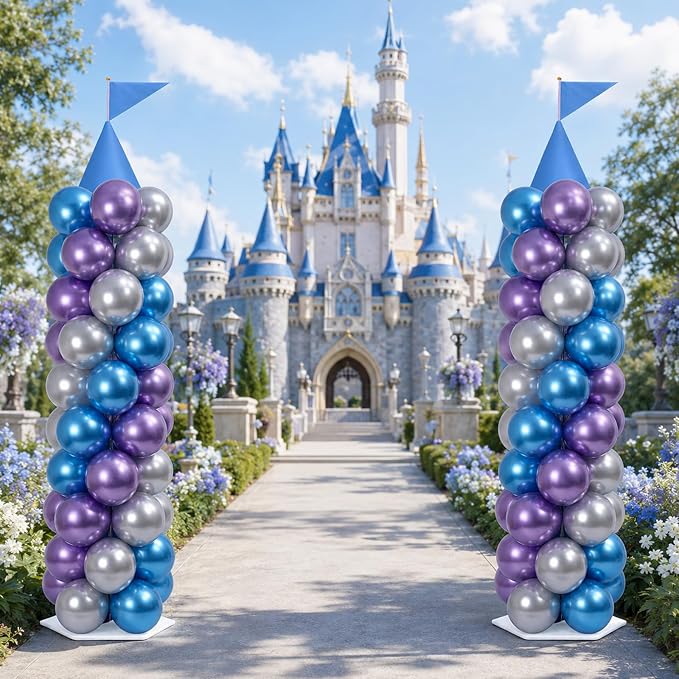 2 Sets Blue Princess Castle Balloon Column Stand Kit - Image 6