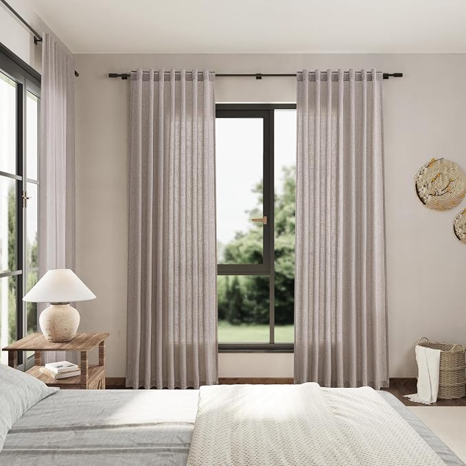 Brownish Grey Linen Curtains 96 Inches Long - Image 7