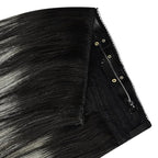 YoungSee 130G Human Hair Wire Extensions Ombre Invisible Wire Hair Extensions Real Human Hair Off Black Mix Sliver Balayage Fish Line Hair Extensions for Women 20Inch