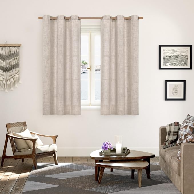 YoungsTex Natural Linen Curtains 48 Inches Length - Image 2