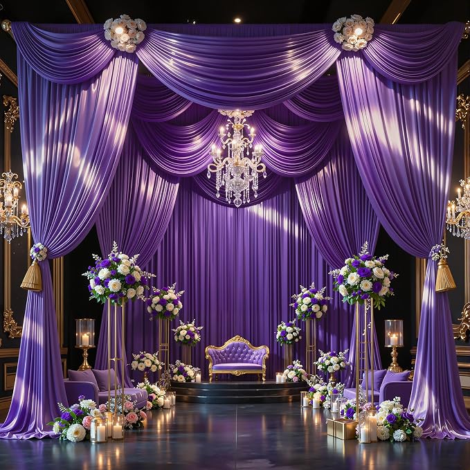20x10ft Purple Glitter Backdrop Curtain - Image 3