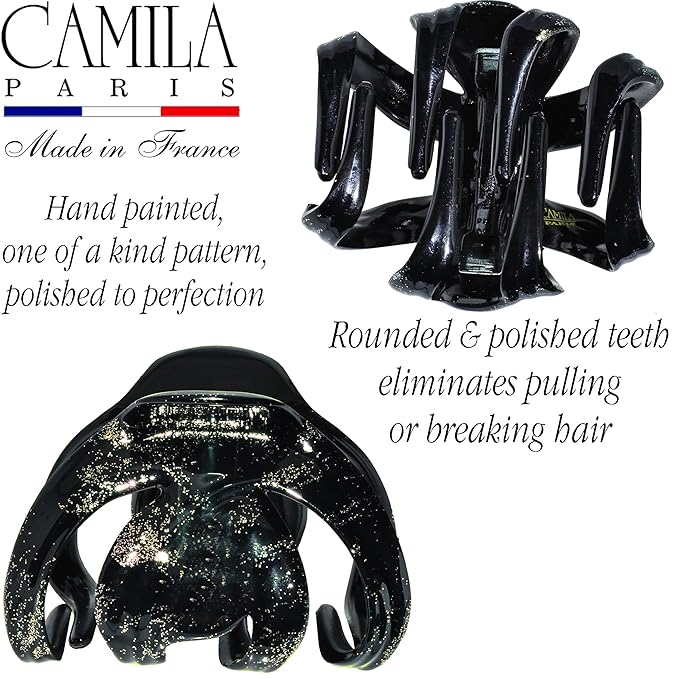 Camila Paris CP3871 French Octopus Hair Clip for Women with Long, Curly Hair - Strong Hold, No Slip Grip Styling Claw Clip, Made in France