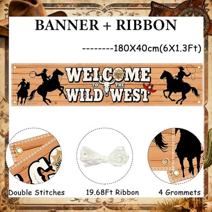 6 x 1.3ft Western Party Decorations Welcome to the Wild West Banner Decorations - Image 2