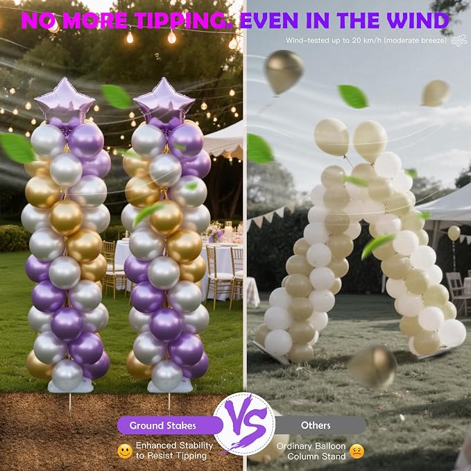 YALLOVE 2-Pack Adjustable Metal Balloon Column Stands - Image 4