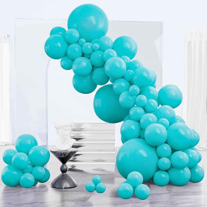 PartyWoo Teal Balloons 123pcs Turquoise Dark Teal Color 5 Inch | 18 12 10 5 by PartyWoo