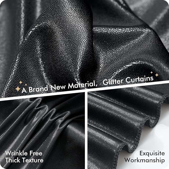 40ftx10ft Shimmer Black Sequin Backdrop Curtain - Image 3