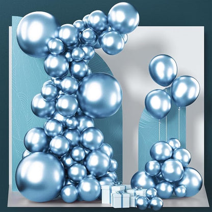 PartyWoo Metallic Light Blue Balloons 100pcs Metallic Baby Blue Color | 18 12 by PartyWoo