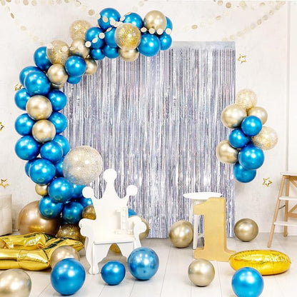 Silver Metallic Tinsel Foil Fringe Curtains, 4 Pack 3.3x8.3 Feet Streamer - Image 3