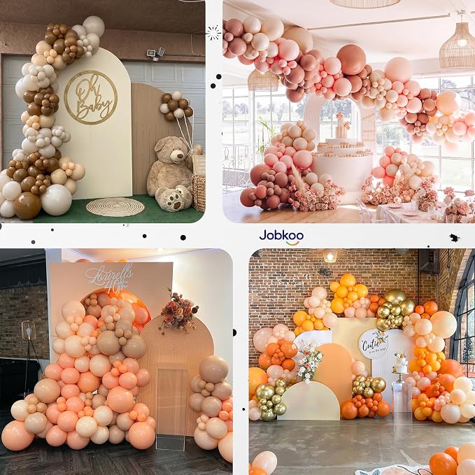 Jobkoo Nude Balloons 12 Inch, Retro Beige Apricot Neutral Latex Balloon | Matte - Image 7
