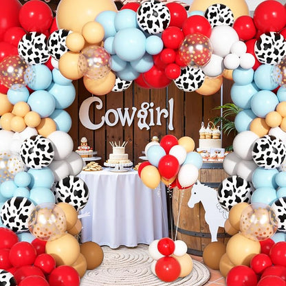 170Pcs Farm Animal Red Blue White Cowboy Western Balloon Arch Garland Kit | Red - Image 7