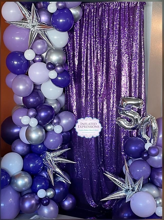 ShinyBeauty 4FT x 7FT Purple Sequin Backdrop | Photobooth Background | Wedding - Image 2