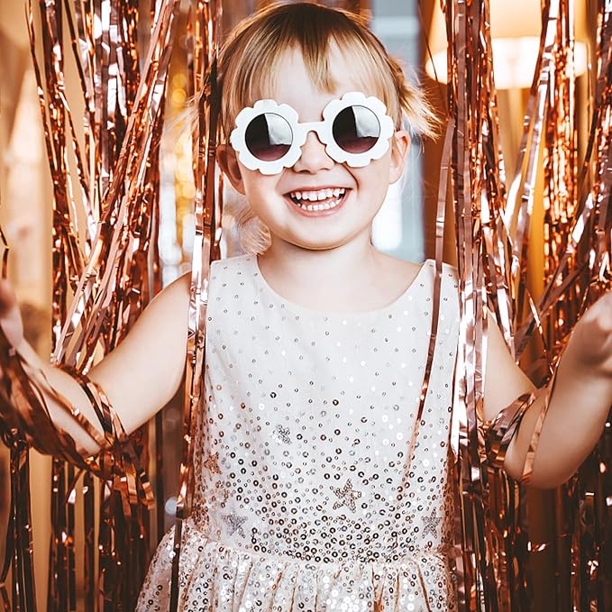 2 Pack Rose Gold Backdrop Birthday Decorations Foil Curtain Bachelorette Party - Image 3
