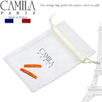 Camila Paris CP3041 French Hair Barrette Clip for Girls, Set of 2 Orange Rubberized Metal Clasp Strong Hold Grip Hair Clips for Women, No Slip Durable Styling Girls Hair Accessories, Made in France
