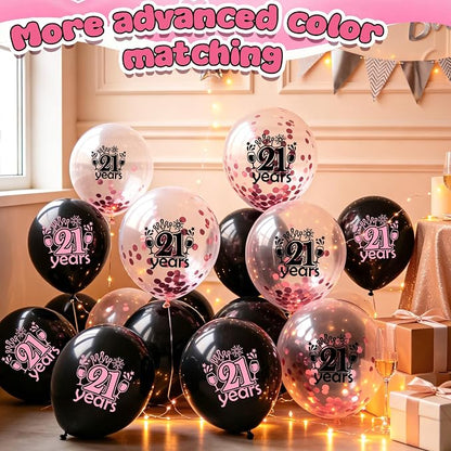 Black Whiet Confetti Balloons, - Image 3