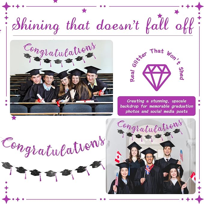 2026 Graduation Banners Party Decorations, Glitter Congratulations - Image 6