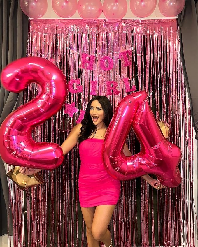 Hot Pink Number 4 Balloon 40 Inch, 4th Birthday Decorations Men Women | Foil - Image 4