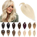 SEGO Hair Toppers for Women Real Human Hair With Bangs, 7 * 13CM Silk Base 100% Remy Human Hair Clip in Top Wiglet Hairpieces Add Volume -12 Inch 60 Platinum Blonde