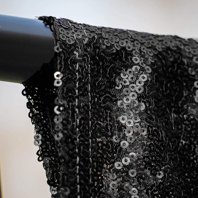 JYFLZQ Black Sequin Backdrop Curtains 4ft x 8ft 2 Panels Glitter Photo Booth - Image 5