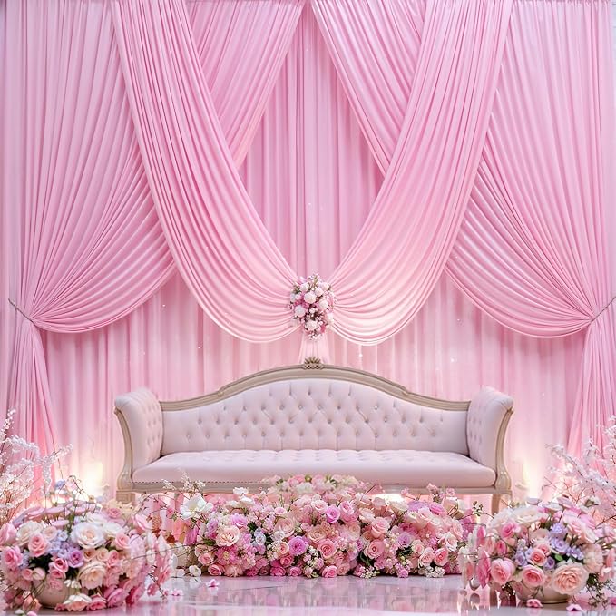 10ft×12ft Wrinkle Free Pink Backdrop Curtain - Image 9