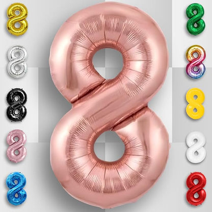 Rose Gold Number Balloon 8 Mylar Foil Macaron Balloons 16 inch - Image 5