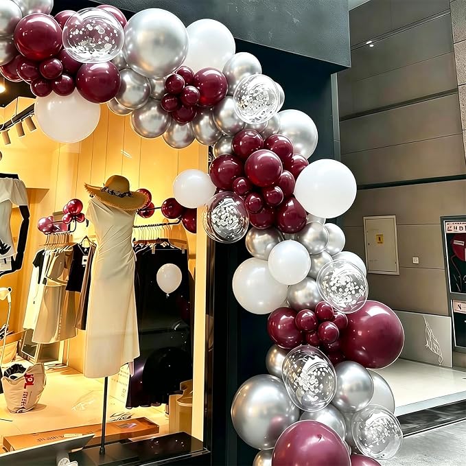 Maroon Graduation Decorations/Maroon White Graduation Party Decorations - Image 9