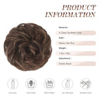 FESHFEN Messy Bun Hair Piece - Large Elastic Wavy Curly Hair Bun Scrunchies Ponytail Extensions Synthetic Chignon Hairpieces for Women, Brunette Brown 1.94oz