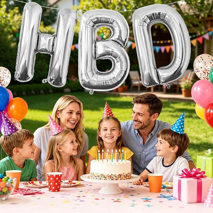 Silver HBD Balloons, HBD Foil Letter Balloon - Image 4