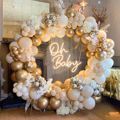 60pcs Neutral Balloons with 12inch Nude Beige Sand White Gold Balloons | Bridal - Image 7