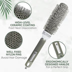 Round Brush, 32 mm/1.3 Inch Barrel with 2 Clips – Round Hair Brush with Flexible Nylon 66 Bristles Nano Ionic Heat Resistant Tech for Professional Curling, Styling & Shining Texture